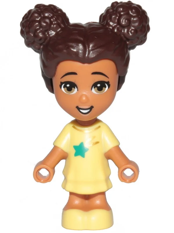 Liz - micro-poupée, robe jaune clair vif, cheveux brun foncé (Liz - Microdoll, Bright Light Yellow Dress, Dark Brown Hair)