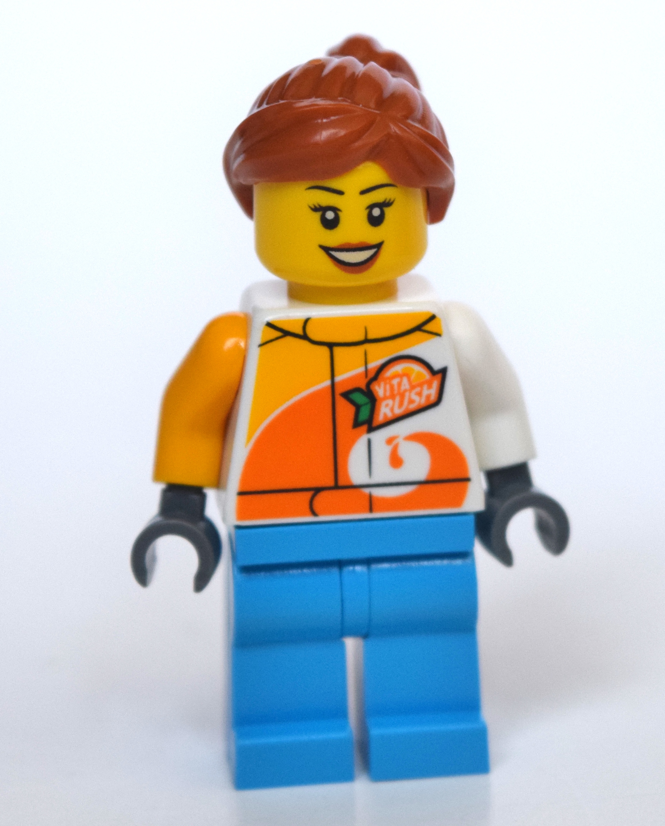 Femme, veste vita rush, jambes azur foncé, cheveux orange foncé (Woman, Vita Rush Jacket, Dark Azure Legs, Dark Orange Hair)
