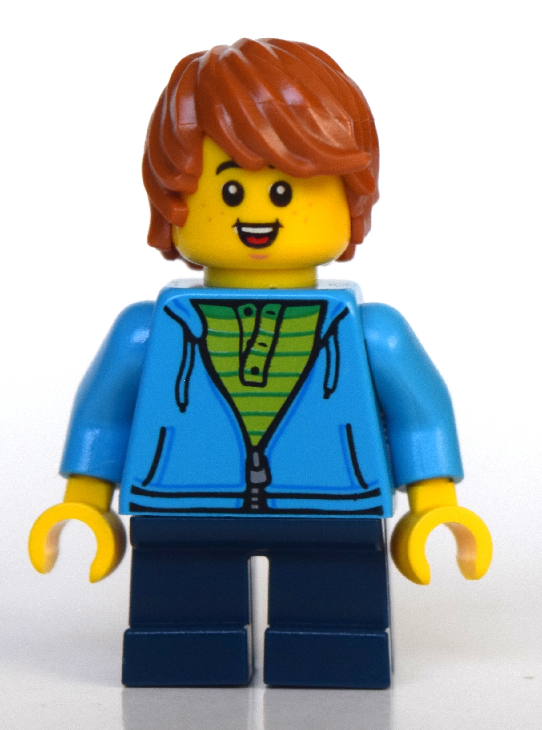 Garçon, sweat à capuche bleu azur foncé, courtes jambes bleu foncé, cheveux orange foncé (Boy, Dark Azure Hoodie, Short Dark Blue Legs, Dark Orange Hair)