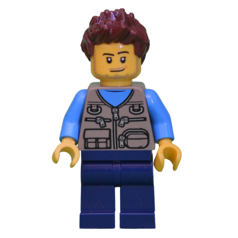 Torse brun foncé, jambes bleu foncé, cheveux brun rougeâtre (Dark Tan Torso, Dark Blue Legs, Reddish Brown Hair)