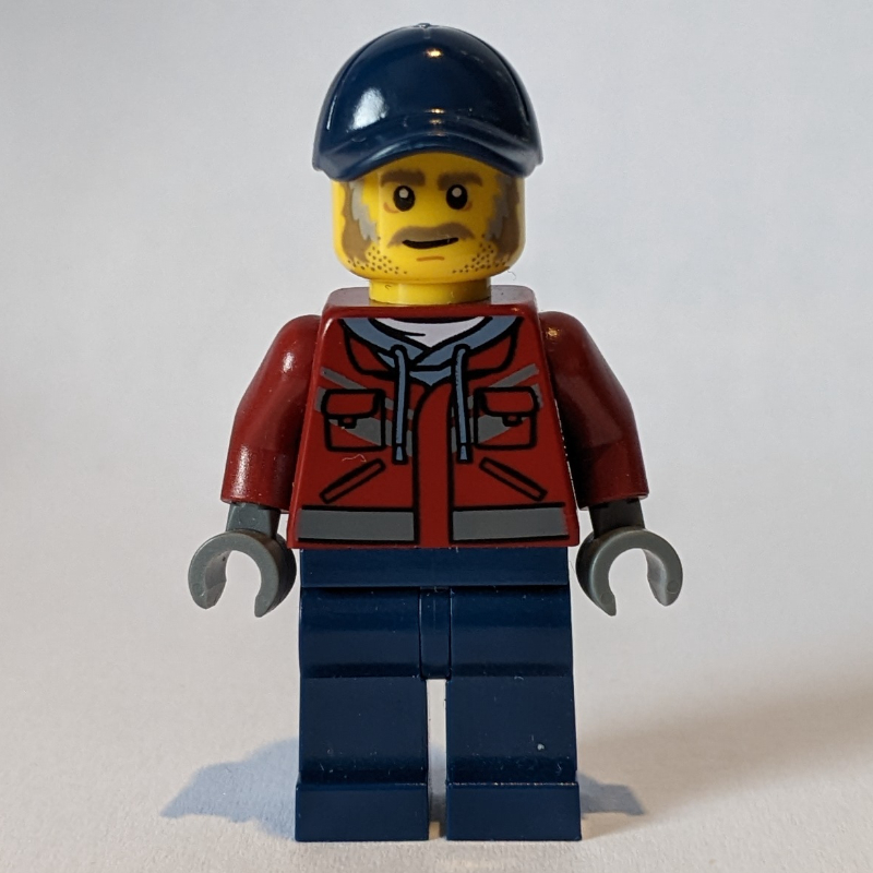 Homme, veste rouge foncé, jambes bleu foncé, casquette bleu foncé, moustache (Man, Dark Red Jacket, Dark Blue Legs, Dark Blue Cap, Moustache)