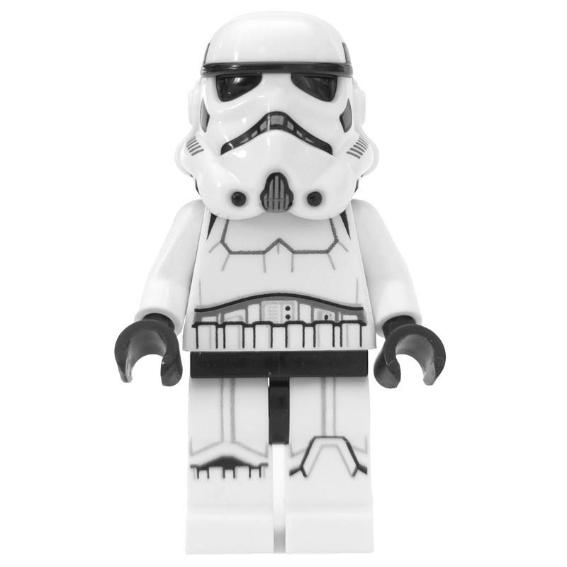 Stormtrooper, carrés noirs à l'arrière du casque, bouche fermée (Stormtrooper, Black Squares on Back of Helmet, Closed Mouth)