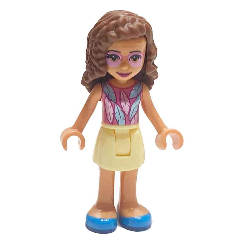 Olivia — haut rose foncé, jupe jaune clair vif (Olivia - Dark Pink Top, Bright Light Yellow Skirt)