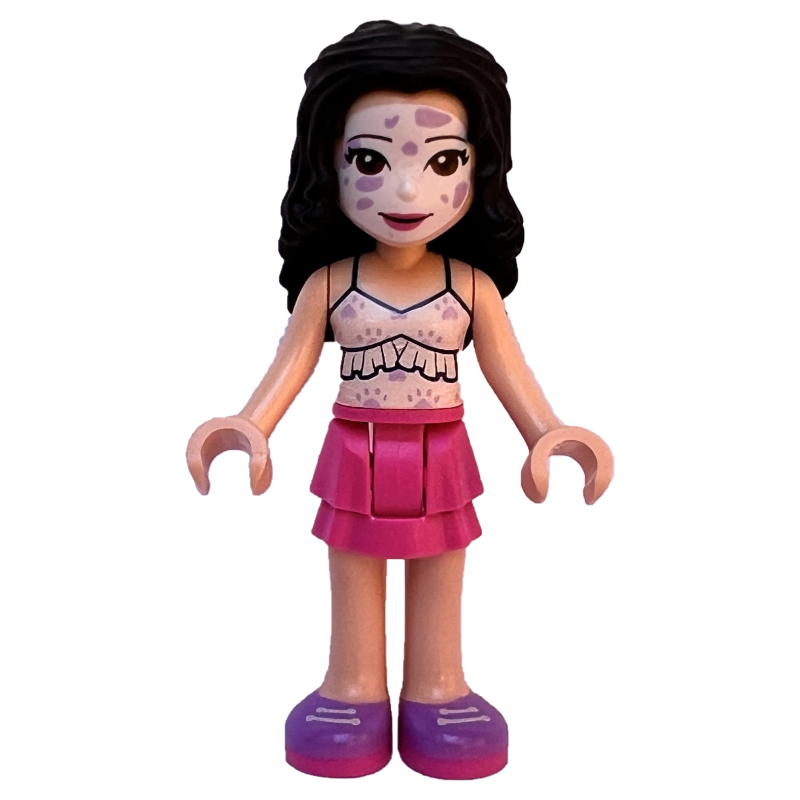 Emma — haut blanc, jupe rose foncé (Emma - White Top, Dark Pink Skirt)