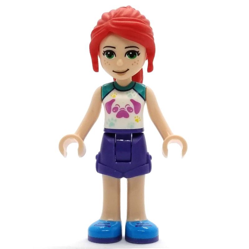 Mia — haut blanc, jupe pourpre foncé (Mia - White Top, Dark Purple Skirt)