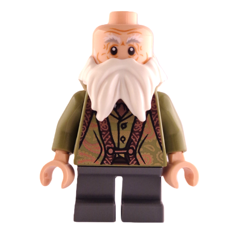 Professeur filius flitwick, barbe, gilet vert olive, jambes gris bleuté foncé (Professor Filius Flitwick, Beard, Olive Green Vest, Dark Bluish Grey Legs)