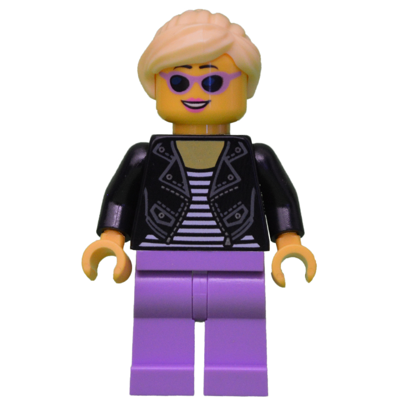 Torse noir, jambes lavande moyen, cheveux jaune clair vif (Black Torso, Medium Lavender Legs, Bright Light Yellow Hair)