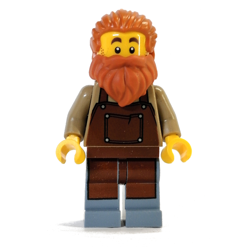 Forgeron - torse beige foncé, jambes bleu sable, cheveux orange foncé et barbe (Blacksmith - Dark Tan Torso, Sand Blue legs, Dark Orange Hair and Beard)