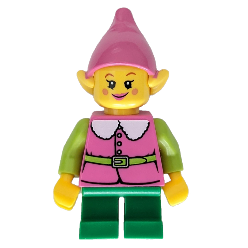 Elf - torse rose foncé, jambes vertes, tête rose foncé (Elf - Dark Pink Torso, Green Legs, Dark Pink Head)
