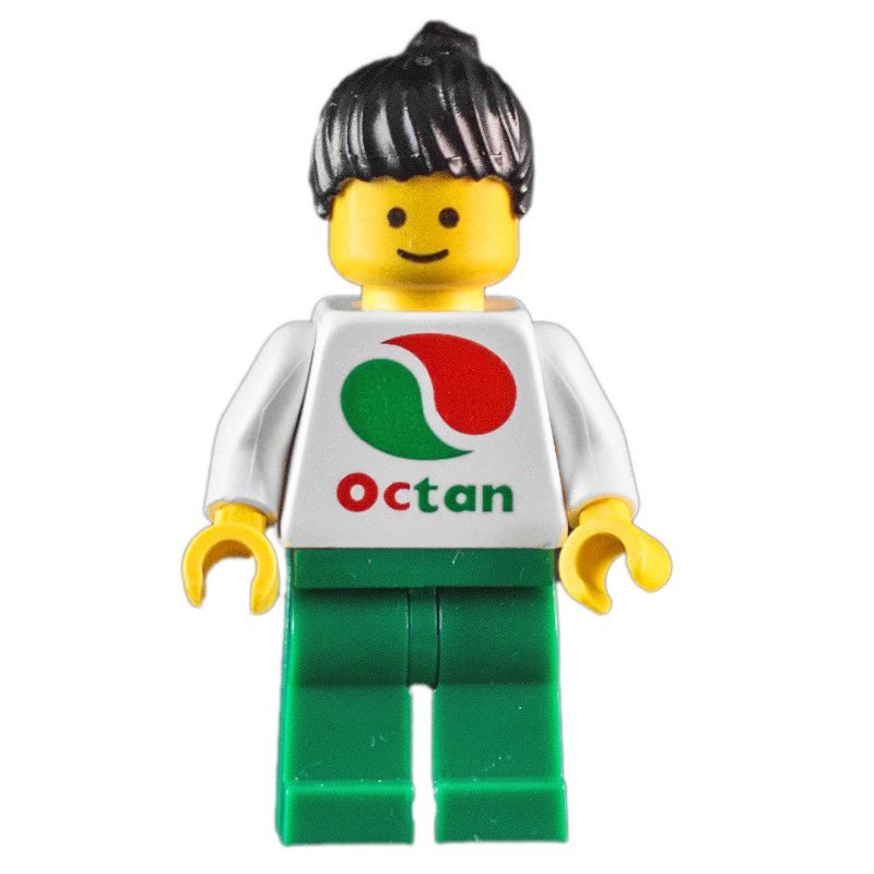 Torse Octan blanc, jambes vertes, cheveux noirs (White Torso Octan, Green Legs, Black Hair)