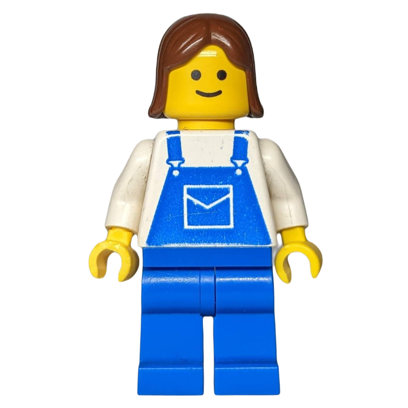 Torse blanc, salopette bleue, cheveux bruns (White Torso, Blue Overall, Brown Hair)