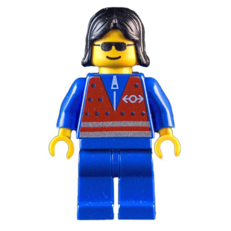 Torse bleu, jambes bleues, cheveux noirs longs (Blue Torso, Blue Legs, Black Hair Long)