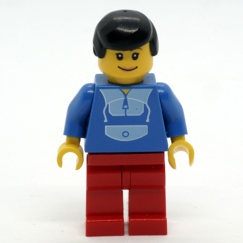 Torse bleu, jambes rouges, cheveux noirs (Blue Torso, Red Legs, Black Hair)