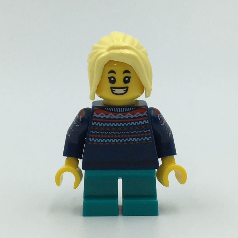 Kid - torse bleu foncé, jambes turquoise foncé, cheveux jaune clair vif (Kid - Dark Blue Torso, Dark Turquoise Legs, Bright Light Yellow Hair)