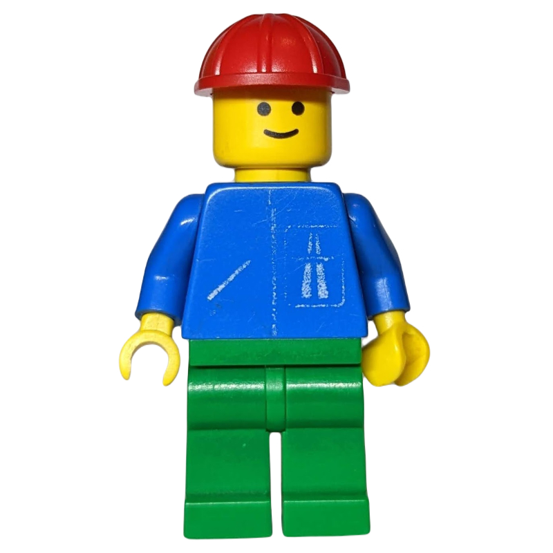 Torse bleu, jambes vertes, casque rouge (Blue Torso, Green Legs, Red Helmet)
