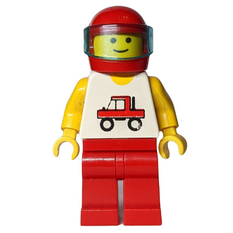 Torse blanc, jambes rouges, casque rouge (White Torso, Red Legs, Red Helmet)