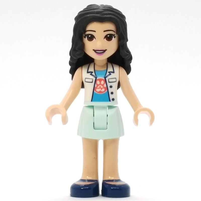 Emma — veste vétérinaire blanche, jupe vert d’eau clair (Emma - White Veterinarian Jacket, Light Aqua Skirt)