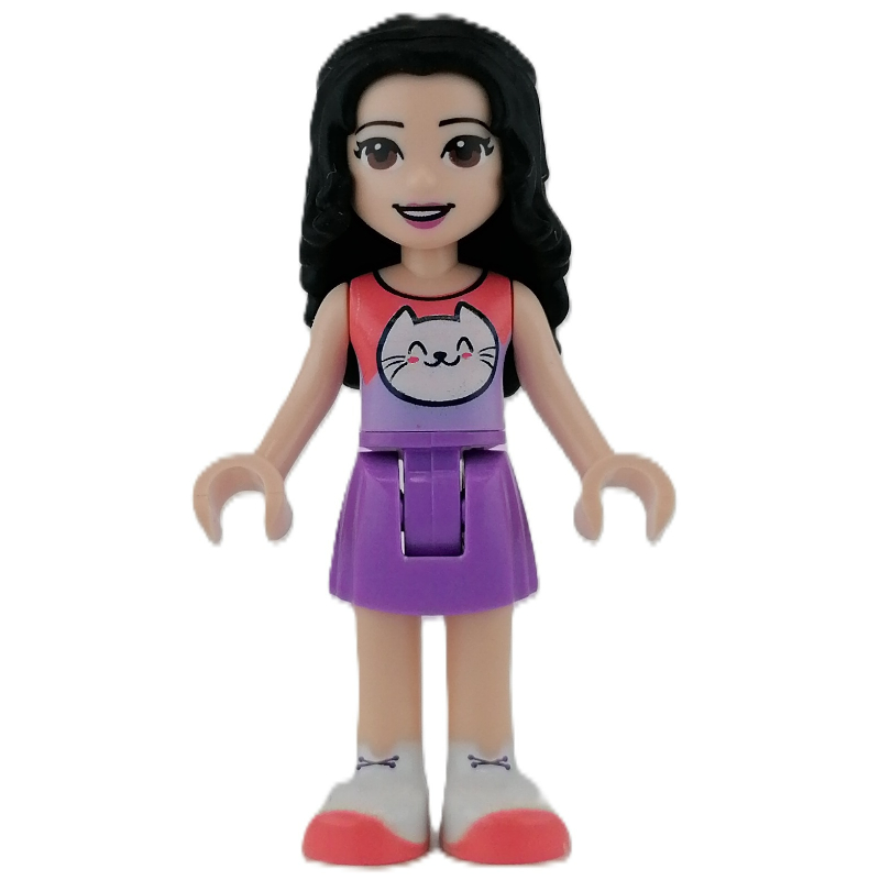 Emma — haut corail, jupe lavande moyen (Emma - Coral Top, Medium Lavender Skirt)