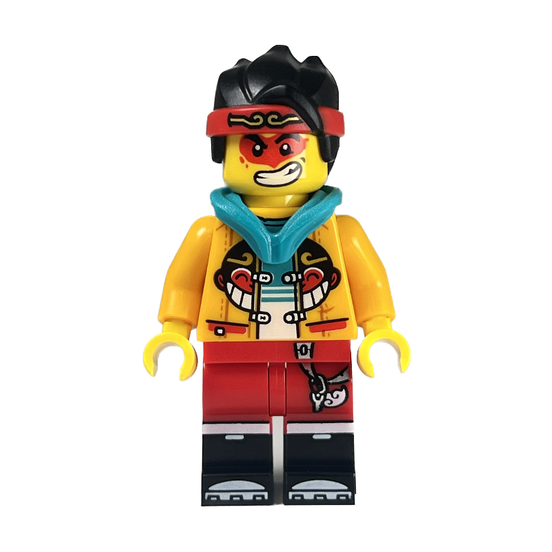 Monkie Kid, capuche turquoise foncé, maquillage yeux rouges (Monkie Kid, Dark Turquoise Hood, Red Eye Make-up)
