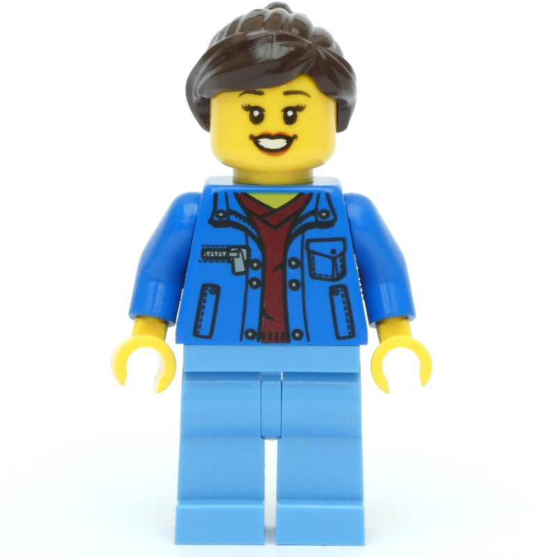 Torse bleu, jambes bleu moyen, cheveux brun foncé (Blue Torso, Medium Blue Legs, Dark Brown Hair)