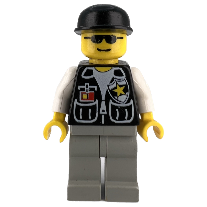 Police - torse noir, jambes gris clair, casquette noire (Police - Black Torso, Light Grey Legs, Black Cap)