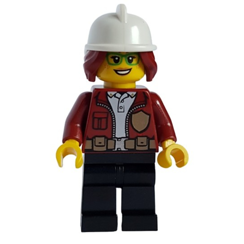 Freya mccloud, veste rouge foncé ouverte avec badge, casque de feu blanc (3626cpr2972 tête) (Freya McCloud, Open Dark Red Jacket with Badge, White Fire Helmet (3626cpr2972 Head))