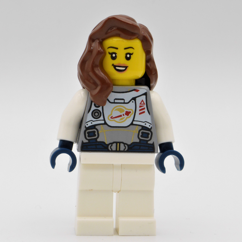 Astronaute - torse plat argenté, jambes blanches, cheveux brun rougeâtre (Astronaut - Flat Silver Torso, White Legs, Reddish Brown Hair)
