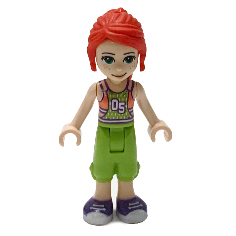Mia — haut corail et vert citron, pantalon vert citron (Mia - Coral/Lime Top, Lime Pants)