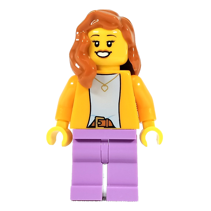 Torse orange, jambes lavande moyen, cheveux orange foncé (Orange Torso, Medium Lavender Legs, Dark Orange Hair)