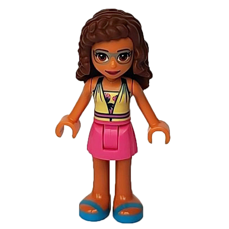 Olivia — haut jaune clair vif, jupe rose foncé (Olivia - Bright Light Yellow Top, Dark Pink Skirt)
