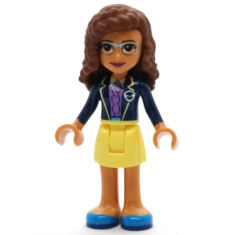 Olivia — veste bleu foncé, jupe jaune clair vif (Olivia - Dark Blue Jacket, Bright Light Yellow Skirt)