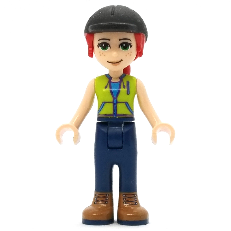 Mia — haut vert citron, pantalon bleu foncé, casquette noire (Mia - Lime Top, Dark Blue Pants, Black Cap)