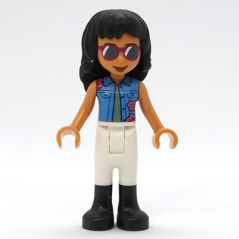 Savane - veste bleu moyen, pantalon blanc, cheveux noirs (Savannah - Medium Blue Jacket, White Pants, Black Hair)