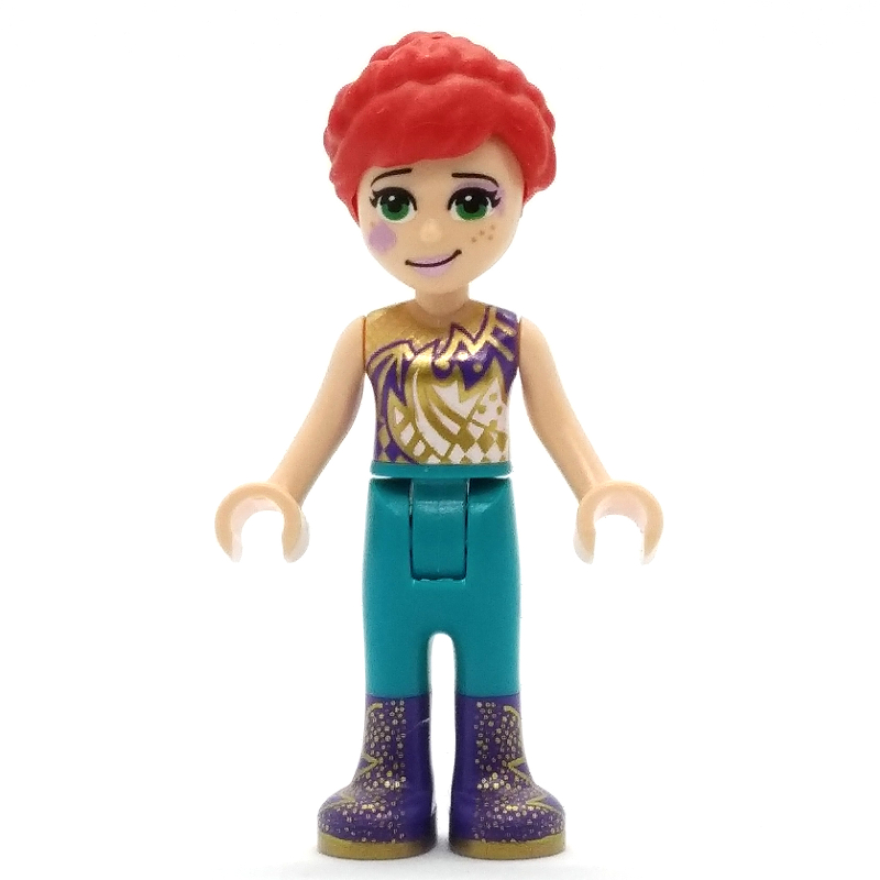 Mia — haut doré et pourpre foncé, pantalon turquoise foncé, peinture pour le visage (Mia - Gold/Dark Purple Top, Dark Turquoise Pants, Face Paint)