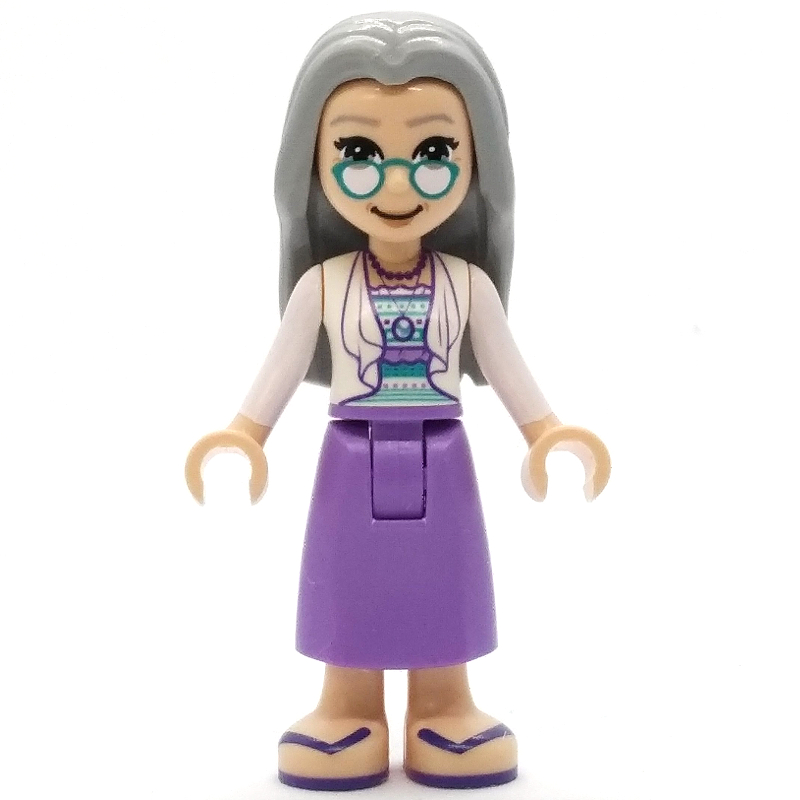 Nora - haut blanc, robe lavande moyen, cheveux gris bleuté clair (Nora - White Top,  Medium Lavender Dress, Light Bluish Grey Hair)