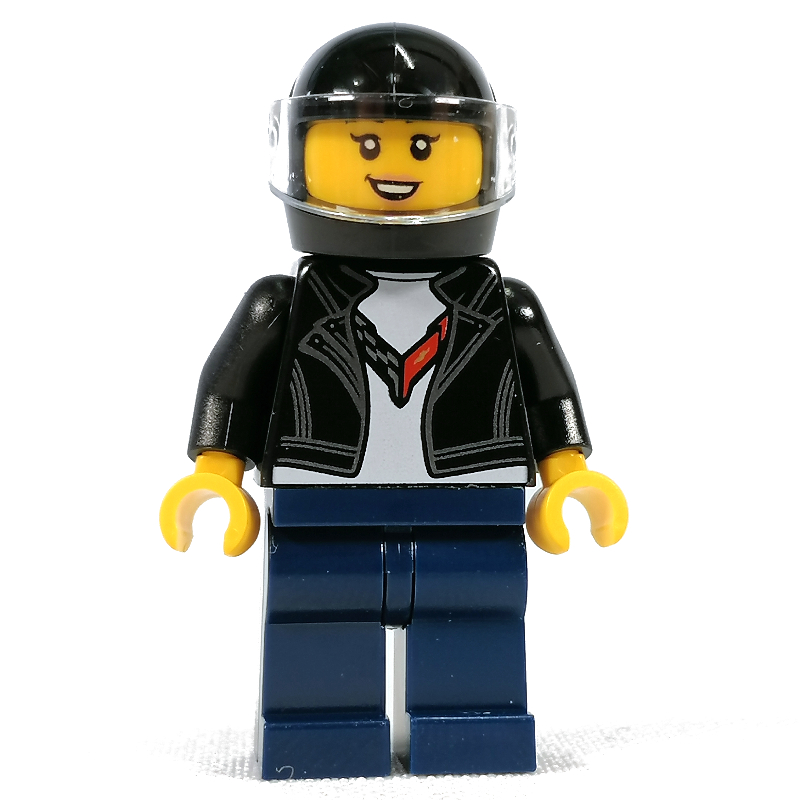 Pilote de course - torse noir, veste, jambes bleu foncé, casque noir (Race Driver - Black Torso, Jacket, Dark Blue Legs, Black Helmet)