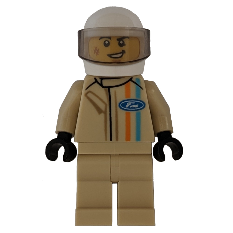 Pilote de course - torse beige, jambes, casque blanc (Race Driver - Tan Torso, Legs, White Helmet)