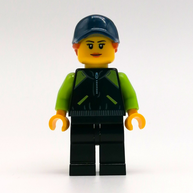 Torse noir, bras vert citron, jambes noires, casquette bleu foncé (Black Torso, Lime Arms, Black Legs, Dark Blue Cap)