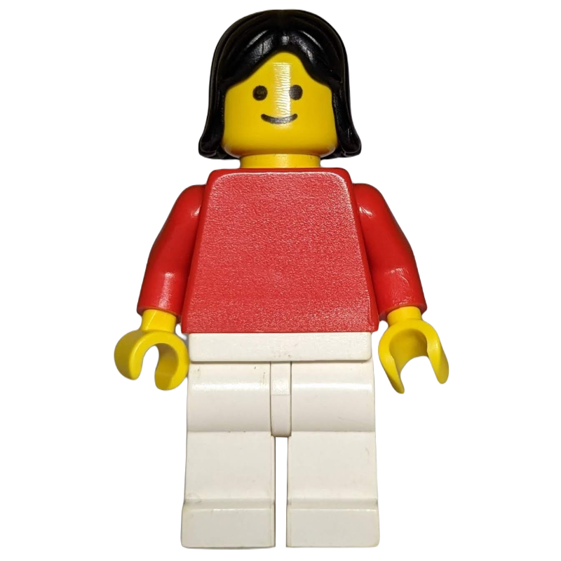 Femme, torse rouge, jambes blanches, cheveux noirs (Woman, Red Torso, White Legs, Black Hair)