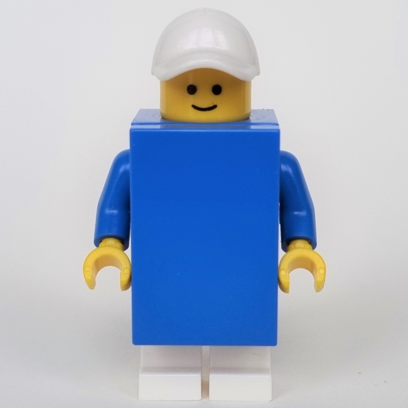 Brique costume garçon - bleu 2 x 3 carreaux, casquette blanche (Brick Suit Boy - Blue 2 x 3 Tile, White Cap)