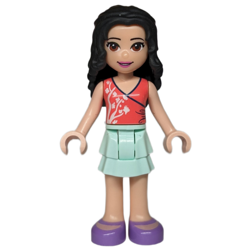 Emma — haut corail, jupe vert d’eau clair, chaussures lavande (Emma - Coral Top, Light Aqua Skirt, Lavender Shoes)
