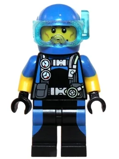 Plongeur, torse noir, jambes noires, casque bleu (Scuba Diver, Black Torso, Black Legs, Blue Helmet)