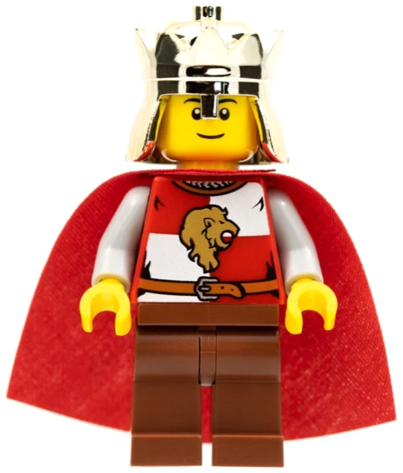 Roi, lion sur la poitrine, couronne d'or, sourcils noirs (King, Lion on Chest, Gold Crown, Black Eyebrows)