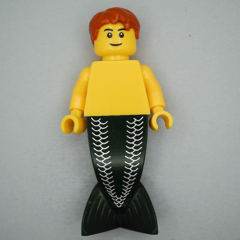 Merman - cheveux orange foncé, sourcils noirs (Merman - Dark Orange Hair, Black Eyebrows)