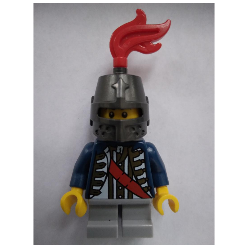 Garçon, manteau avec ceinture rouge, casque avec plume rouge, sourcils noirs (Boy, Coat with Red Sash, Helmet with Red Feather, Black Eyebrows)