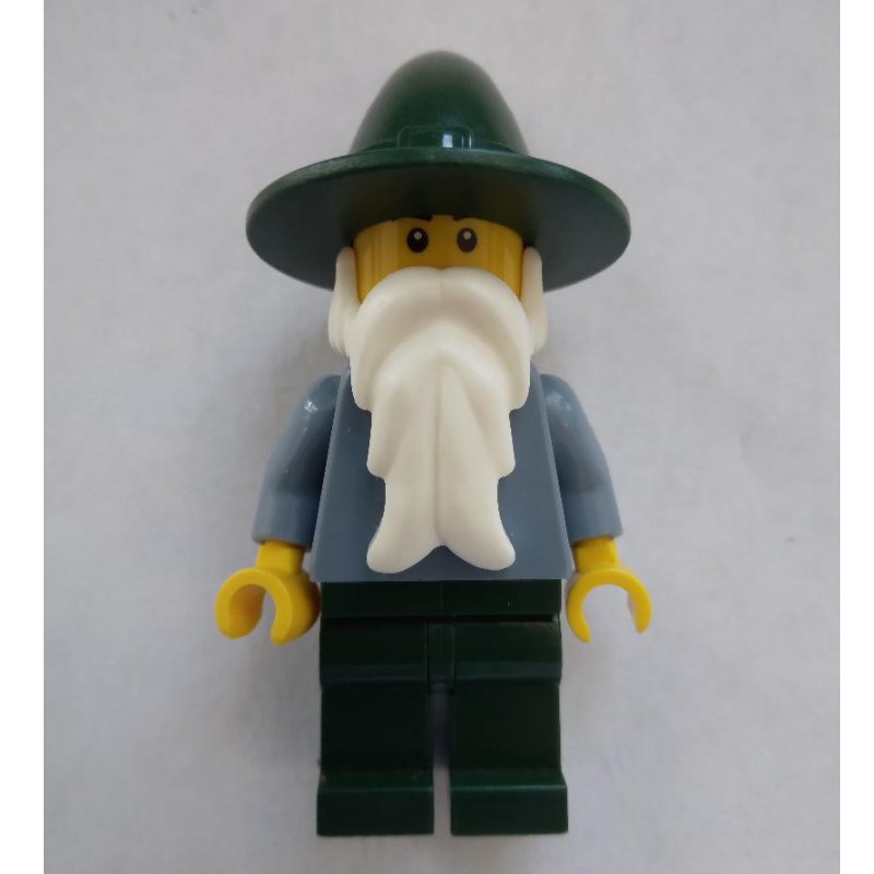 Sorcier - corps bleu sable, jambes vert foncé, sourcils noirs (Wizard - Sand Blue Body, Dark Green Legs, Black Eyebrows)