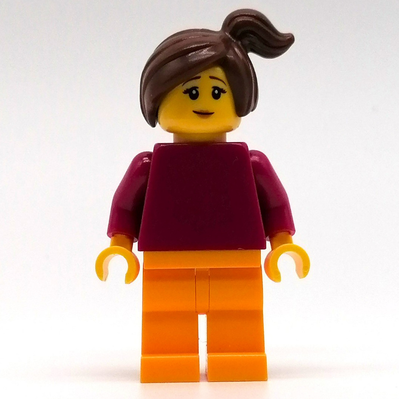 Maria - torse magenta, jambes orange, cheveux brun rougeâtre (Maria - Magenta Torso, Orange Legs, Reddish Brown Hair)
