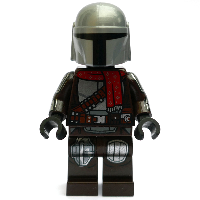 Le mandalorian / Din Djarin, tenue brun foncé avec écharpe rouge (The Mandalorian / Din Djarin, Dark Brown Outfit with Red Scarf)