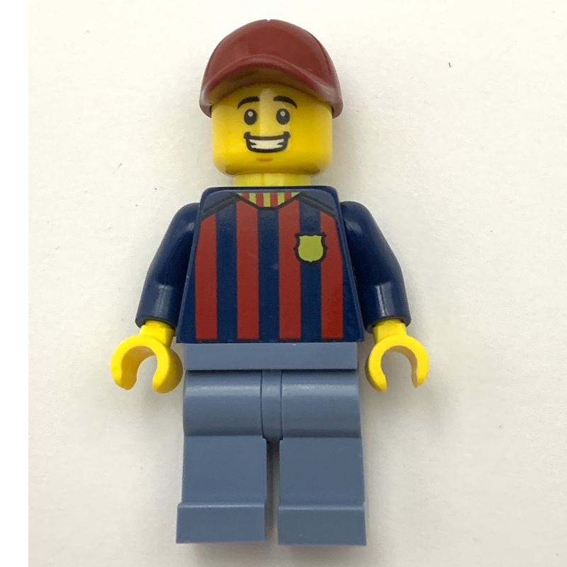 Fan fc barcelona - jambes bleu sable, casquette rouge foncé (FC Barcelona Fan - Sand Blue Legs, Dark Red Cap)