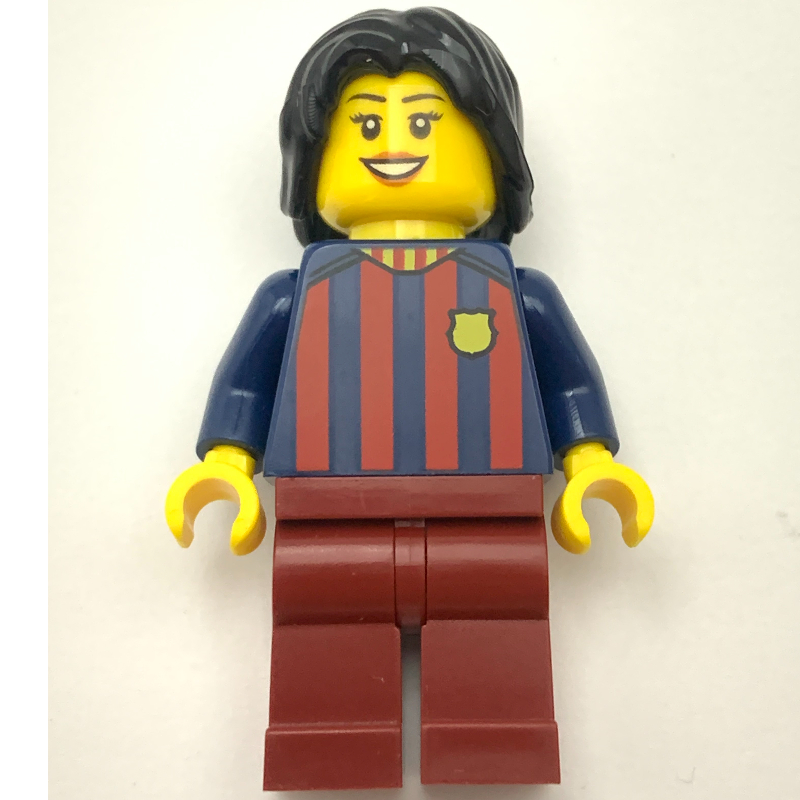 Fc barcelona fan - jambes rouges foncées, cheveux longs noirs (FC Barcelona Fan - Dark Red Legs, Black Long Hair)